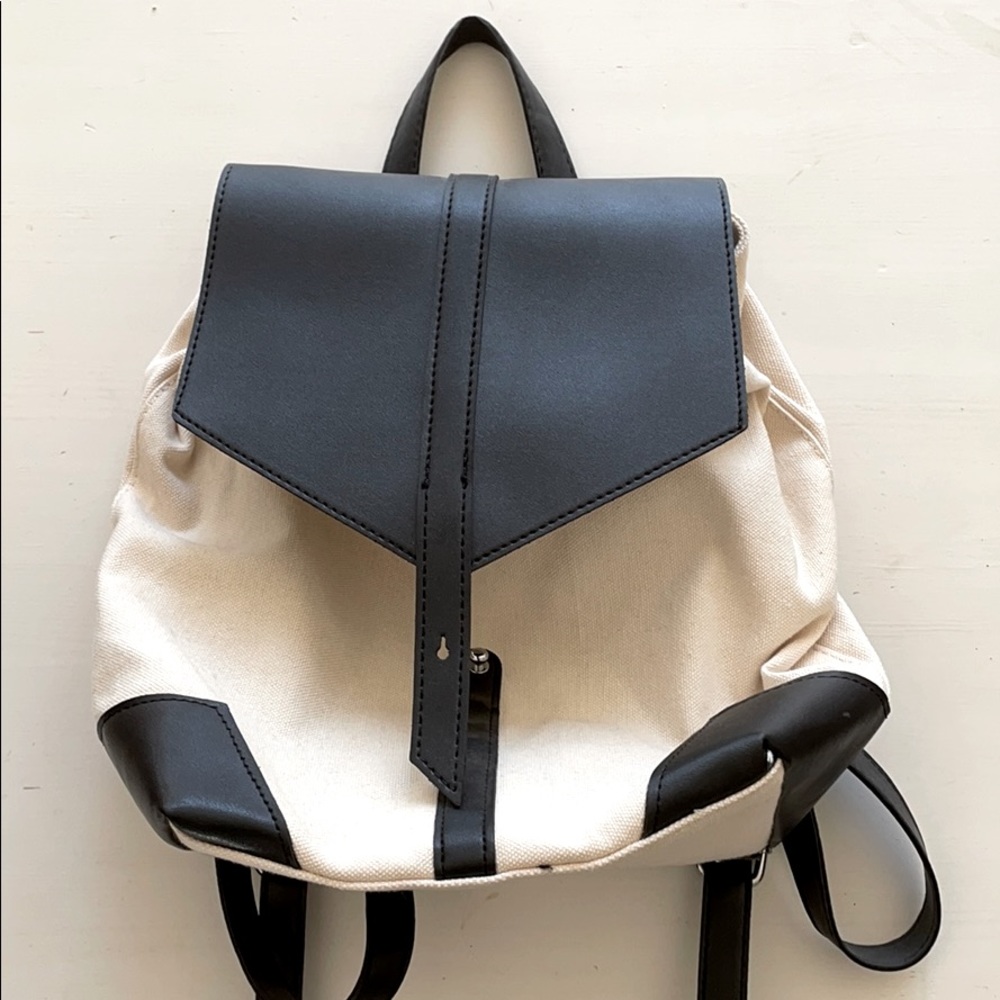Leather and canvas backpack